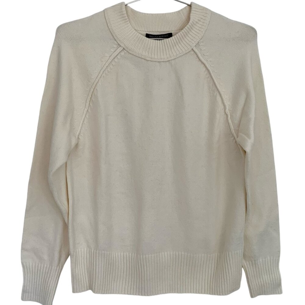 (NWT) BANANA REPUBLIC - White/Cream Textured Crewneck Pullover Sweater - Size XS